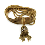 14K Gold Victorian Etruscan Revival Multi-Strand Bracelet with Tassel Bracelet Kirsten's Corner
