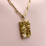 14K Gold Figural Adam and Eve Pendant with Ruby and Pearl Pendant Kirsten's Corner