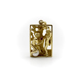 14K Gold Figural Adam and Eve Pendant with Ruby and Pearl Pendant Kirsten's Corner