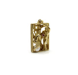 14K Gold Figural Adam and Eve Pendant with Ruby and Pearl Pendant Kirsten's Corner