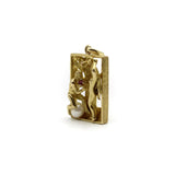 14K Gold Figural Adam and Eve Pendant with Ruby and Pearl Pendant Kirsten's Corner