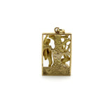 14K Gold Figural Adam and Eve Pendant with Ruby and Pearl Pendant Kirsten's Corner