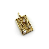 14K Gold Figural Adam and Eve Pendant with Ruby and Pearl Pendant Kirsten's Corner