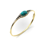 Art Deco 14K Gold Platinum Top Amazonite and Onyx Diamond Bangle Bracelet Kirsten's Corner