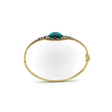 Art Deco 14K Gold Platinum Top Amazonite and Onyx Diamond Bangle Bracelet Kirsten's Corner