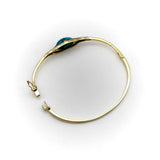 Art Deco 14K Gold Platinum Top Amazonite and Onyx Diamond Bangle Bracelet Kirsten's Corner