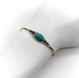 Art Deco 14K Gold Platinum Top Amazonite and Onyx Diamond Bangle Bracelet Kirsten's Corner
