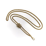 Victorian 15K Gold Chain with Enamel Slide and Dog Clip Chain Kirsten's Corner