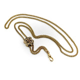 Victorian 15K Gold Chain with Enamel Slide and Dog Clip Chain Kirsten's Corner