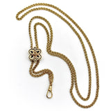 Victorian 15K Gold Chain with Enamel Slide and Dog Clip Chain Kirsten's Corner
