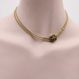 Victorian 15K Gold Chain with Enamel Slide and Dog Clip Chain Kirsten's Corner