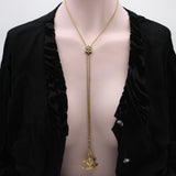 Victorian 15K Gold Chain with Enamel Slide and Dog Clip Chain Kirsten's Corner