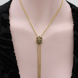 Victorian 15K Gold Chain with Enamel Slide and Dog Clip Chain Kirsten's Corner