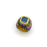Indian 22K Gold Enamel and Blue Quartz Ring Ring Kirsten's Corner