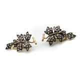 Victorian Sterling Silver & 14K Gold Diamond Leaf Earrings Earrings Kirsten's Corner Jewelry