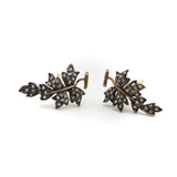 Victorian Sterling Silver & 14K Gold Diamond Leaf Earrings Earrings Kirsten's Corner Jewelry