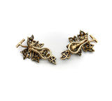 Victorian Sterling Silver & 14K Gold Diamond Leaf Earrings Earrings Kirsten's Corner Jewelry