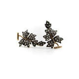 Victorian Sterling Silver & 14K Gold Diamond Leaf Earrings Earrings Kirsten's Corner Jewelry