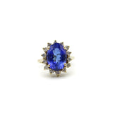 Vintage 14K Gold Tanzanite and Diamond Halo Ring by LeVian ring Kirsten's Corner Jewelry