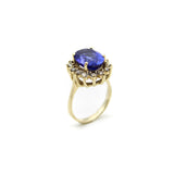 Vintage 14K Gold Tanzanite and Diamond Halo Ring by LeVian ring Kirsten's Corner Jewelry