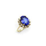Vintage 14K Gold Tanzanite and Diamond Halo Ring by LeVian ring Kirsten's Corner Jewelry