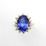Vintage 14K Gold Tanzanite and Diamond Halo Ring by LeVian ring Kirsten's Corner Jewelry