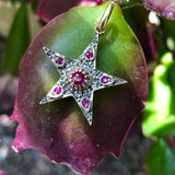 14K Gold and Silver Ruby and Diamond Star Pendant Pendant, Charm Kirsten's Corner