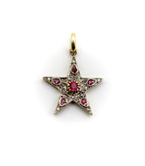 14K Gold and Silver Ruby and Diamond Star Pendant Pendant, Charm Kirsten's Corner