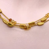 18K Gold Bar and Citrine Briolette Layered Necklace Necklace Kirsten's Corner