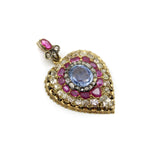 18K Gold Early Victorian Sapphire Ruby and Diamond Heart Pendant Kirsten's Corner