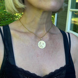 18K Gold Star, Moon, and Wheat Medallion with Rose Cut Diamonds Pendant, Charm Kirsten's Corner