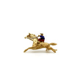 18K Gold Edwardian Jockey Pin with Enamel Details Brooches, Pins Kirsten's Corner