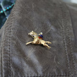 18K Gold Edwardian Jockey Pin with Enamel Details Brooches, Pins Kirsten's Corner