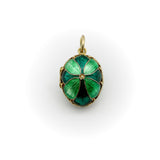 Gilt Silver Enameled Egg Locket with Hidden Cherub Pendant Kirsten's Corner