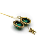 Gilt Silver Enameled Egg Locket with Hidden Cherub Pendant Kirsten's Corner