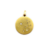 18K Gold Star, Moon, and Wheat Medallion with Rose Cut Diamonds Pendant, Charm Kirsten's Corner