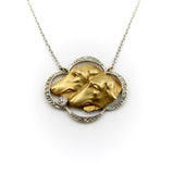 18K Gold and Platinum Edwardian Wolfhound Necklace Necklace Kirsten's Corner