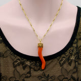 18K Gold Cap Victorian Organic Form Coral Pendant Pendant, Charm Kirsten's Corner