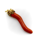 18K Gold Cap Victorian Organic Form Coral Pendant Pendant, Charm Kirsten's Corner
