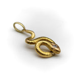 Early Victorian 14K Gold Snake Pendant With Old Mine Cut Diamond Pendant, Charm Kirsten's Corner