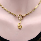 Early Victorian 14K Gold Snake Pendant With Old Mine Cut Diamond Pendant, Charm Kirsten's Corner
