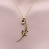 14K Gold Bezel Set Peach Oval Tourmaline Pendant, Charm Kirsten's Corner