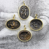 18K Gold and Bronze Rare James Tassie Poseidon Medallion Pendant, Charm Kirsten's Corner