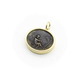 18K Gold and Bronze Rare James Tassie Cupid Medallion Pendant, Charm Kirsten's Corner