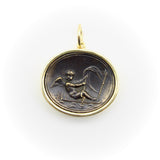 18K Gold and Bronze Rare James Tassie Cupid Medallion Pendant, Charm Kirsten's Corner