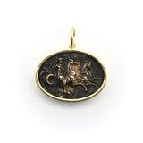 18K Gold and Bronze Rare James Tassie Poseidon Medallion Pendant, Charm Kirsten's Corner
