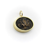 18K Gold and Bronze Rare James Tassie Poseidon Medallion Pendant, Charm Kirsten's Corner
