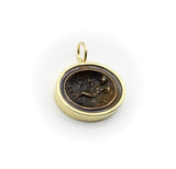 18K Gold and Bronze Rare James Tassie Aphrodite Medallion Pendant, Charm Kirsten's Corner