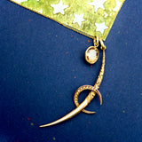 14K Gold Bezel Set Peach Oval Tourmaline Pendant, Charm Kirsten's Corner