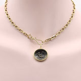 18K Gold and Bronze Rare James Tassie Cupid Medallion Pendant, Charm Kirsten's Corner